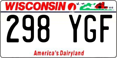 WI license plate 298YGF