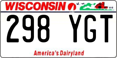 WI license plate 298YGT