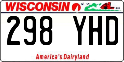 WI license plate 298YHD