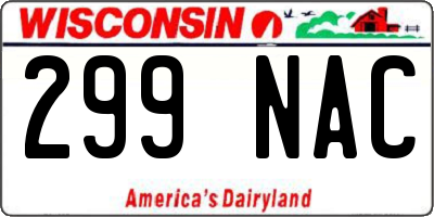 WI license plate 299NAC