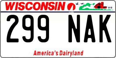 WI license plate 299NAK