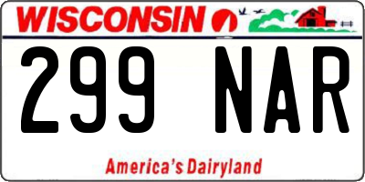 WI license plate 299NAR