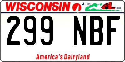 WI license plate 299NBF