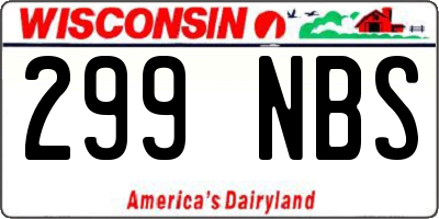 WI license plate 299NBS