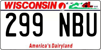 WI license plate 299NBU