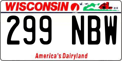 WI license plate 299NBW