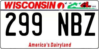 WI license plate 299NBZ