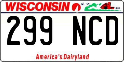 WI license plate 299NCD