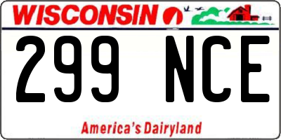 WI license plate 299NCE
