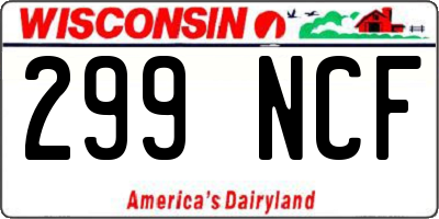 WI license plate 299NCF