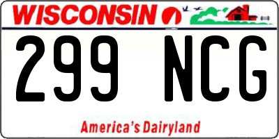 WI license plate 299NCG