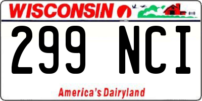 WI license plate 299NCI