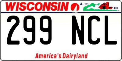 WI license plate 299NCL