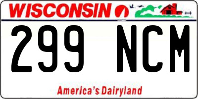 WI license plate 299NCM