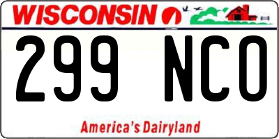 WI license plate 299NCO