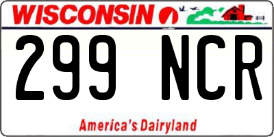WI license plate 299NCR