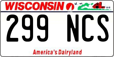 WI license plate 299NCS