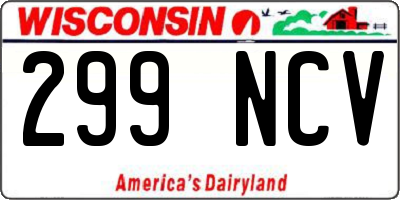 WI license plate 299NCV