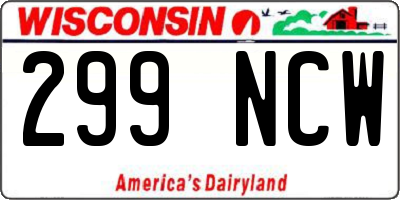 WI license plate 299NCW