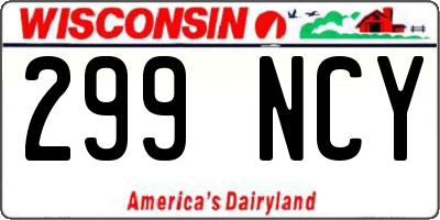 WI license plate 299NCY