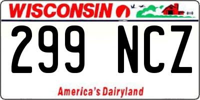 WI license plate 299NCZ