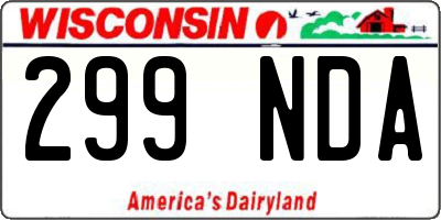 WI license plate 299NDA
