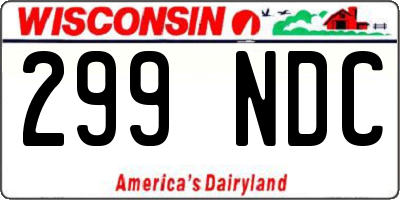 WI license plate 299NDC