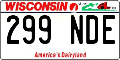WI license plate 299NDE
