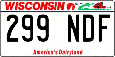 WI license plate 299NDF