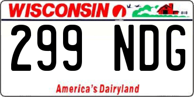 WI license plate 299NDG
