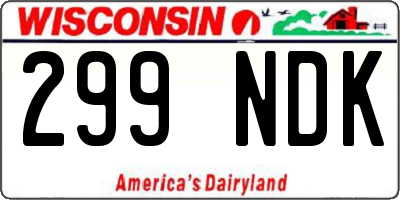 WI license plate 299NDK