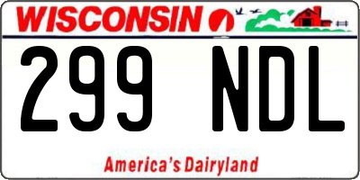 WI license plate 299NDL