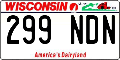 WI license plate 299NDN