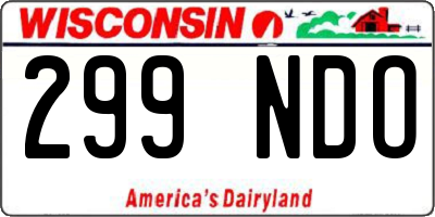 WI license plate 299NDO