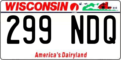 WI license plate 299NDQ