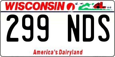 WI license plate 299NDS