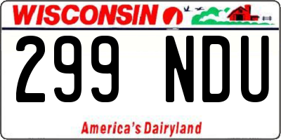 WI license plate 299NDU