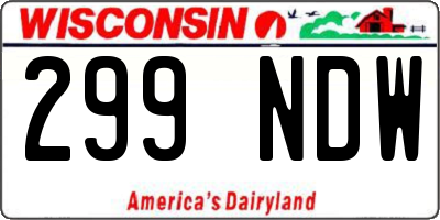 WI license plate 299NDW