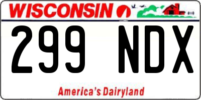 WI license plate 299NDX