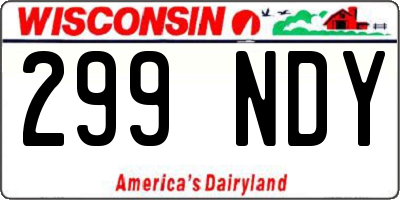 WI license plate 299NDY