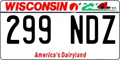 WI license plate 299NDZ
