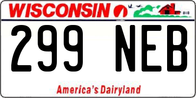 WI license plate 299NEB