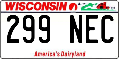 WI license plate 299NEC