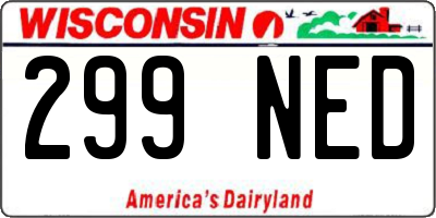 WI license plate 299NED