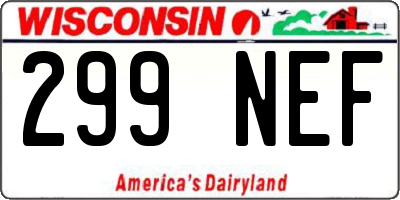 WI license plate 299NEF