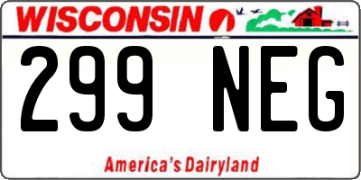 WI license plate 299NEG