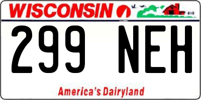 WI license plate 299NEH