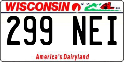 WI license plate 299NEI