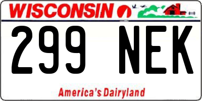 WI license plate 299NEK