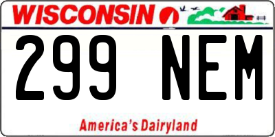 WI license plate 299NEM